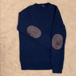 J Crew Slim Cable Sweater with Suede Elbow Patch